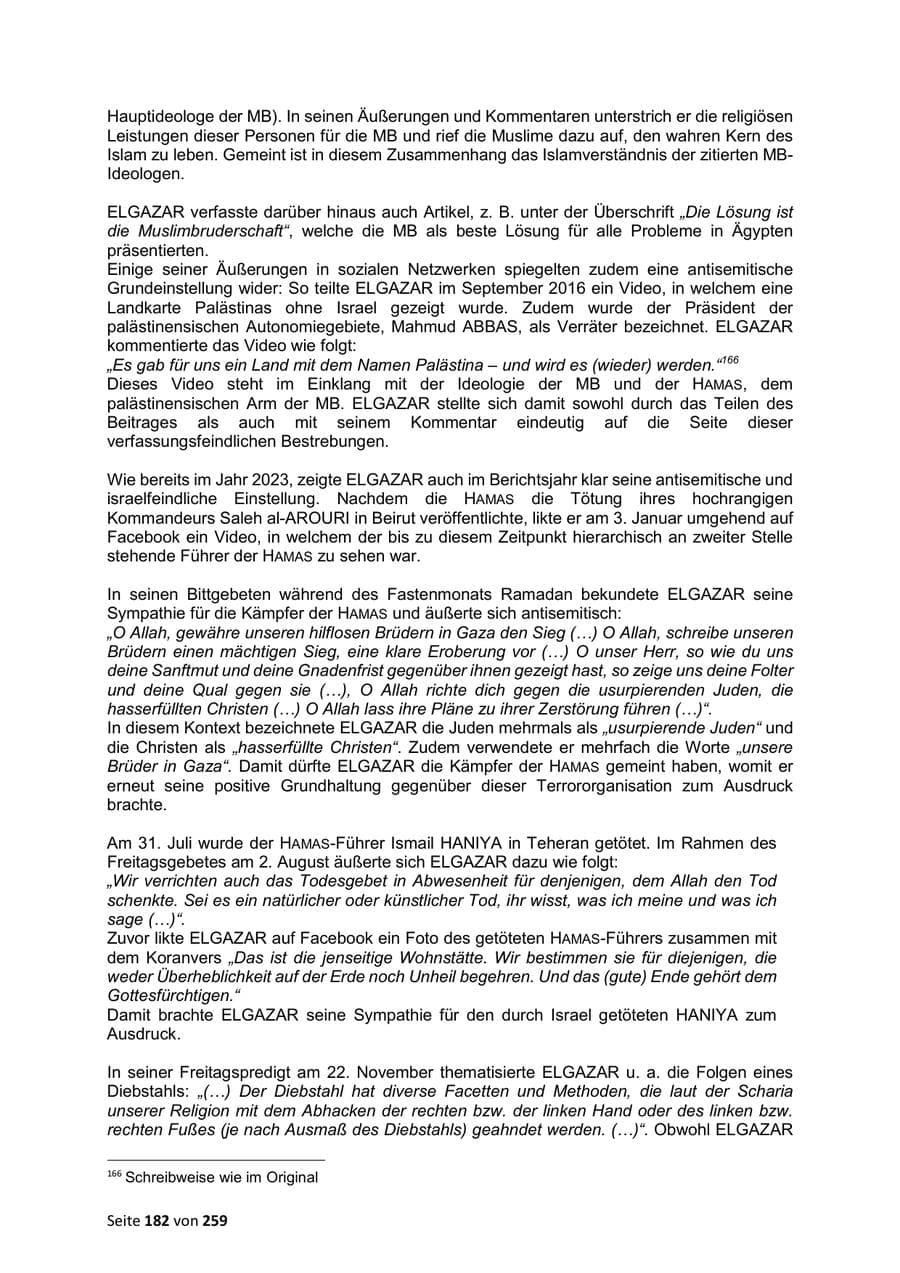 Seite 182 des Verfassungsschutzbericht 2024 Sachsen