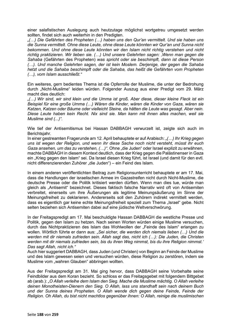 Seite 188 des Verfassungsschutzbericht 2024 Sachsen