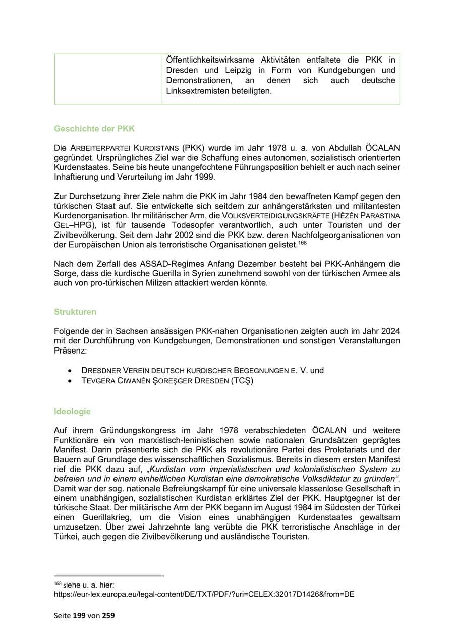 Seite 199 des Verfassungsschutzbericht 2024 Sachsen
