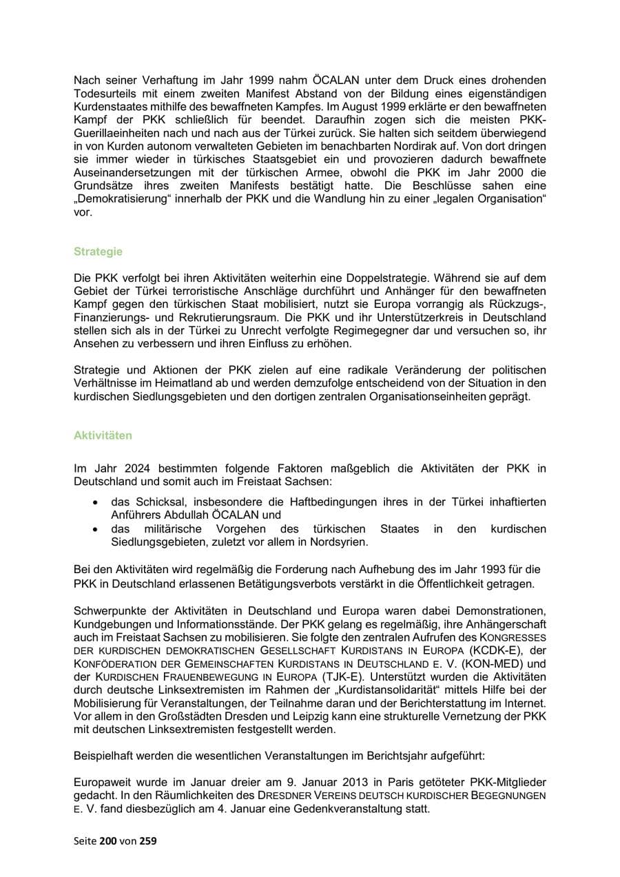 Seite 200 des Verfassungsschutzbericht 2024 Sachsen