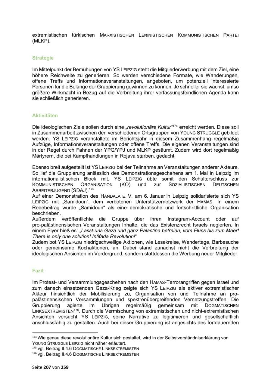 Seite 207 des Verfassungsschutzbericht 2024 Sachsen