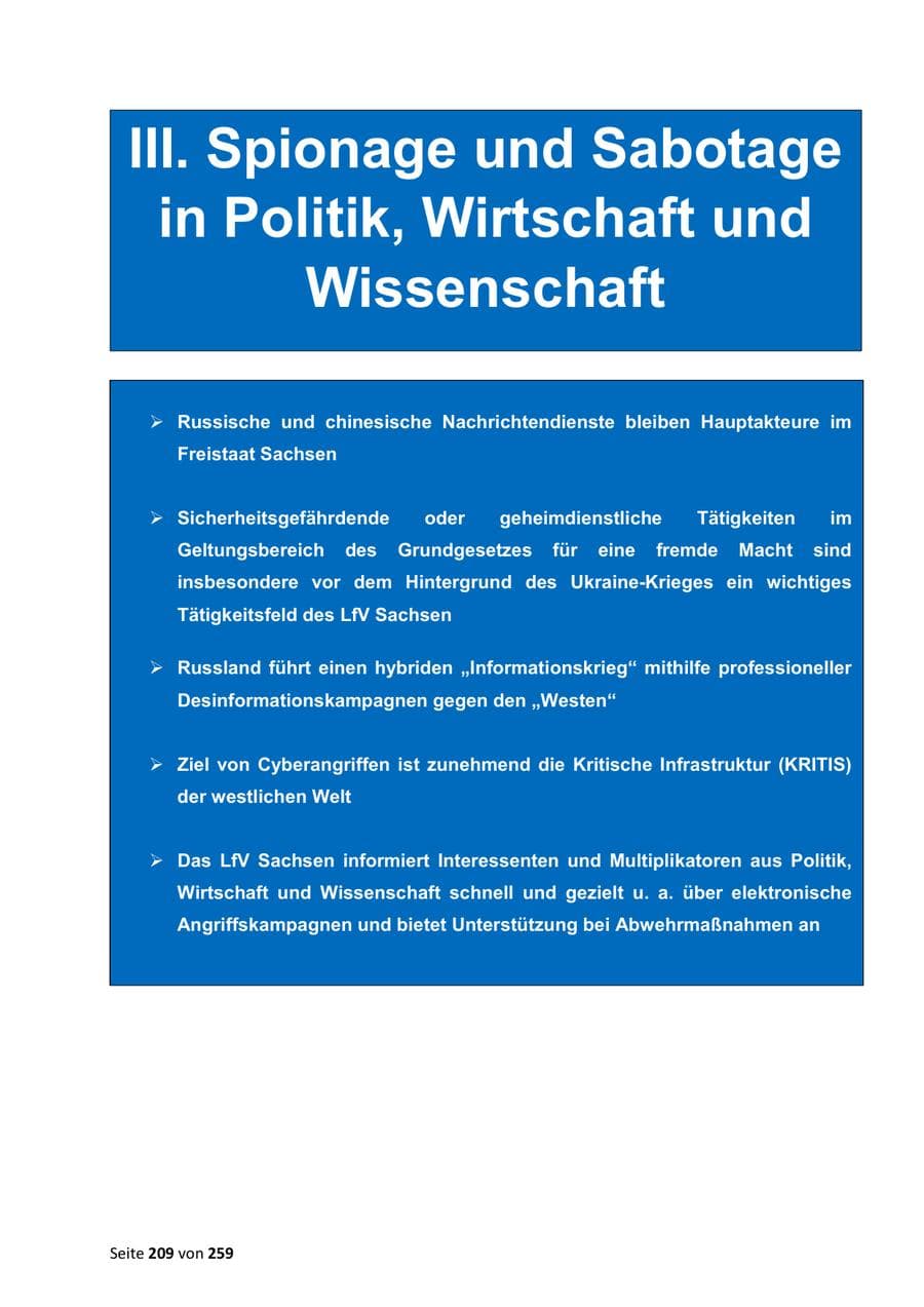 Seite 209 des Verfassungsschutzbericht 2024 Sachsen