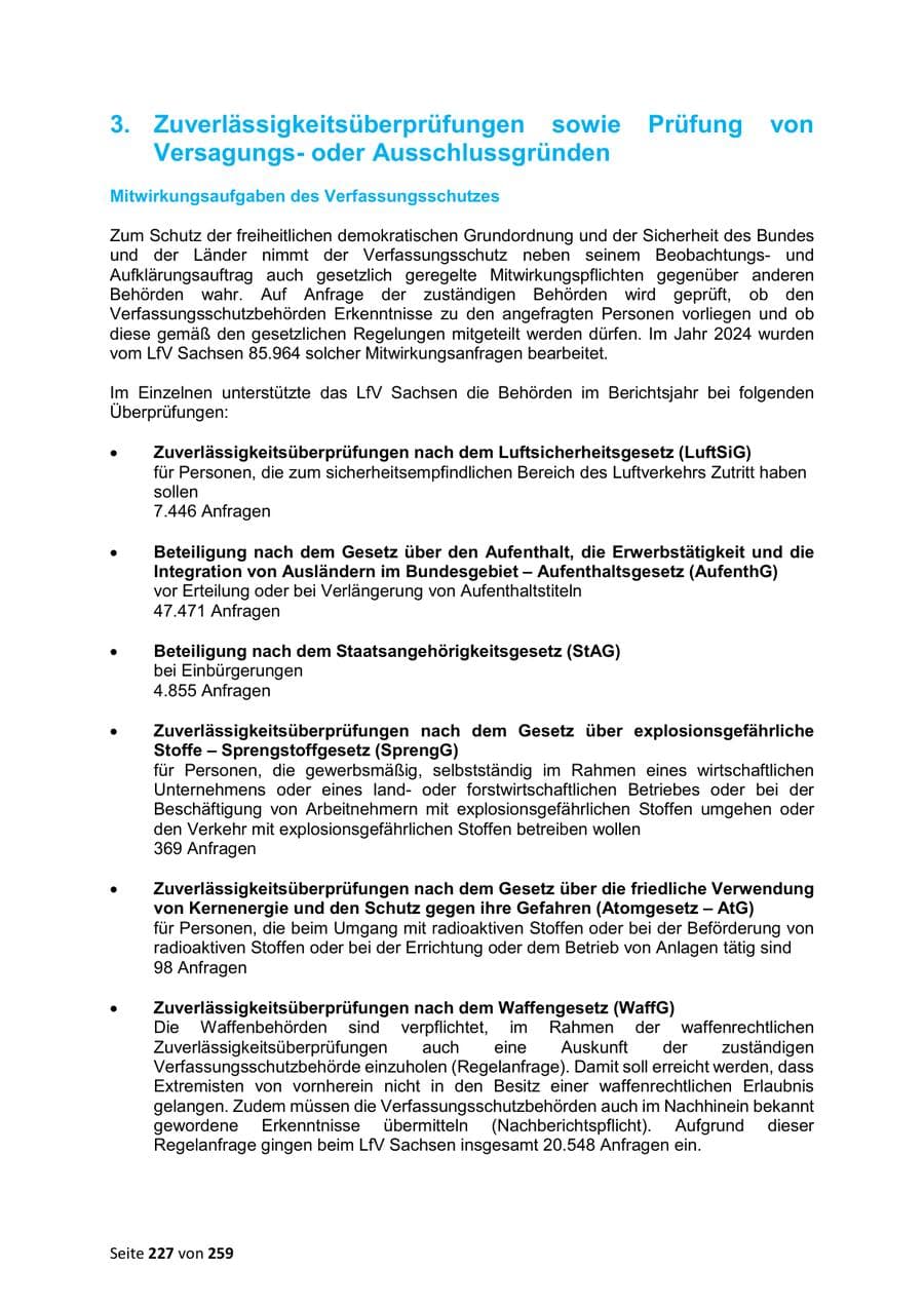 Seite 227 des Verfassungsschutzbericht 2024 Sachsen