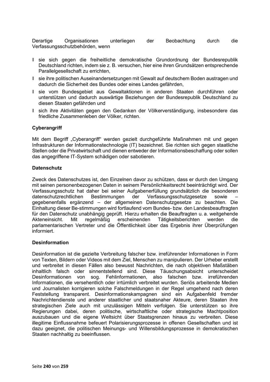 Seite 240 des Verfassungsschutzbericht 2024 Sachsen
