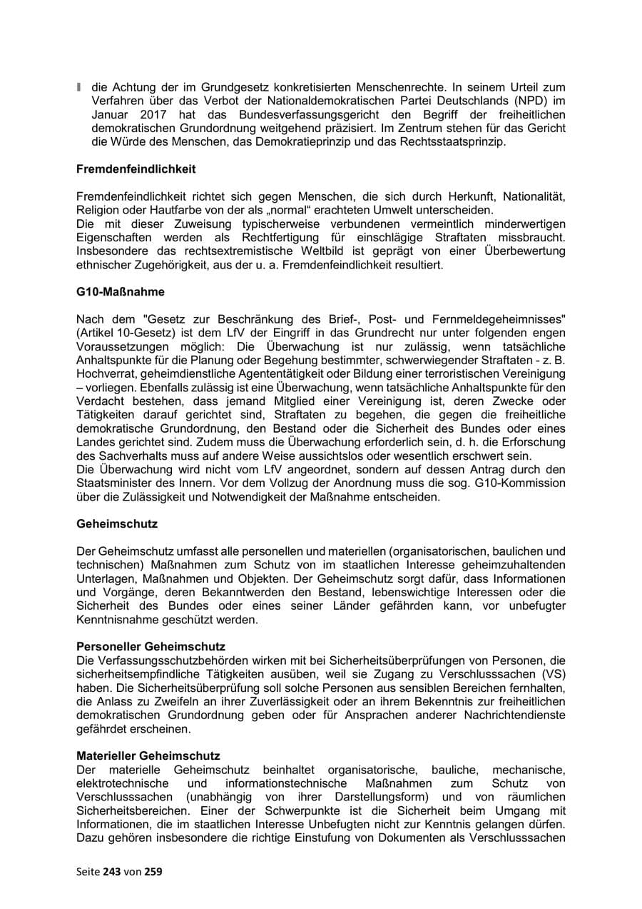 Seite 243 des Verfassungsschutzbericht 2024 Sachsen