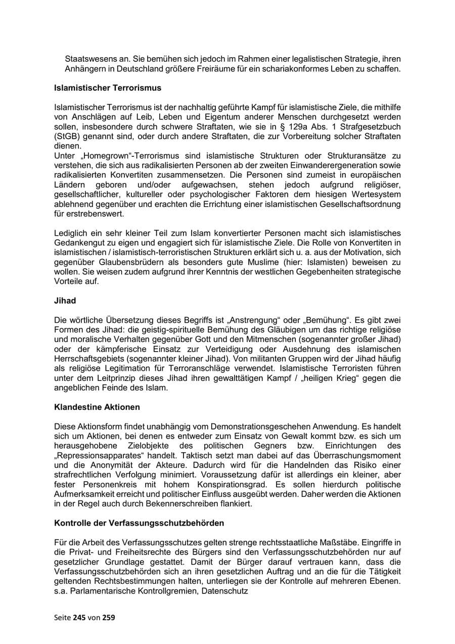 Seite 245 des Verfassungsschutzbericht 2024 Sachsen