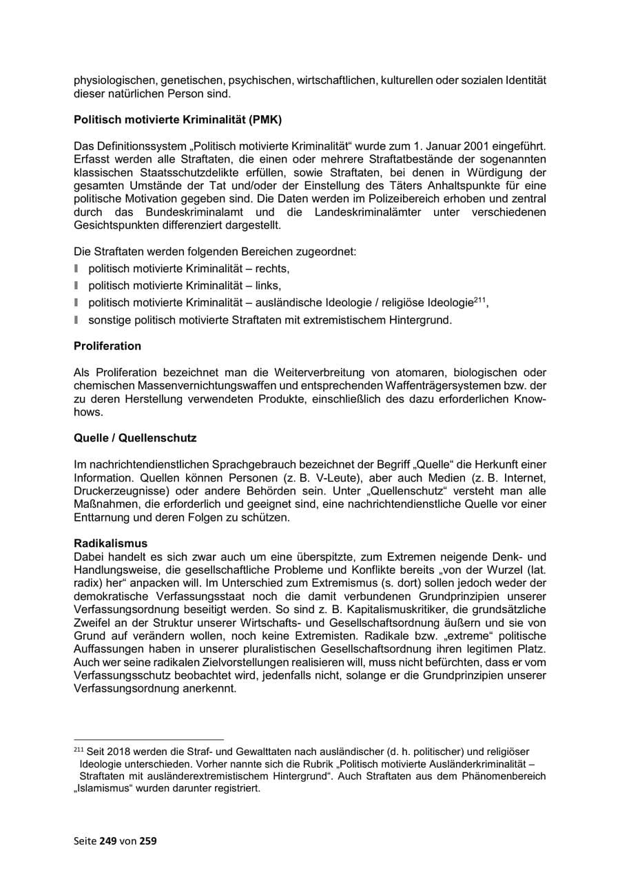 Seite 249 des Verfassungsschutzbericht 2024 Sachsen