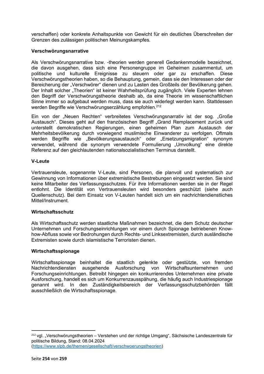 Seite 254 des Verfassungsschutzbericht 2024 Sachsen