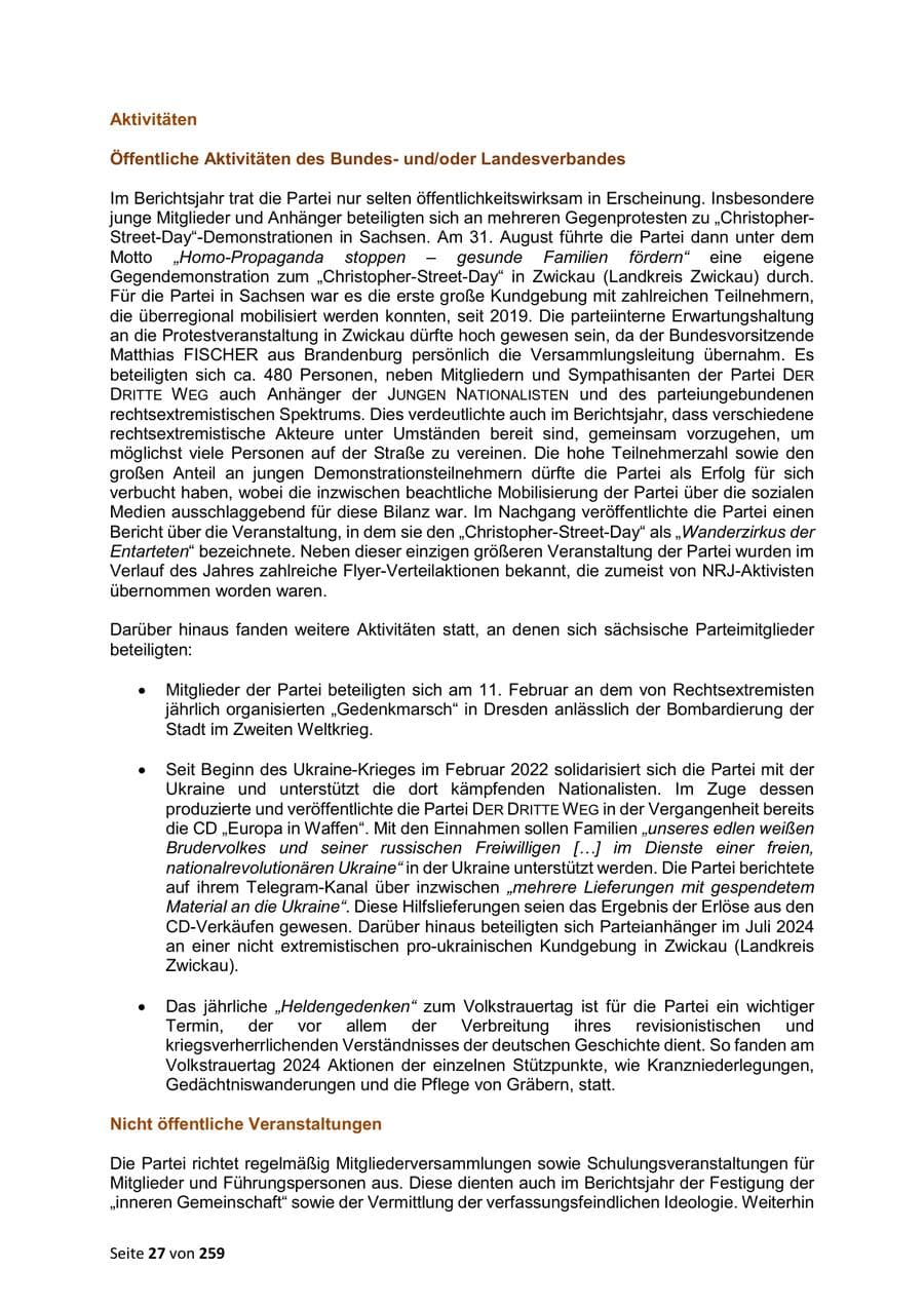 Seite 27 des Verfassungsschutzbericht 2024 Sachsen