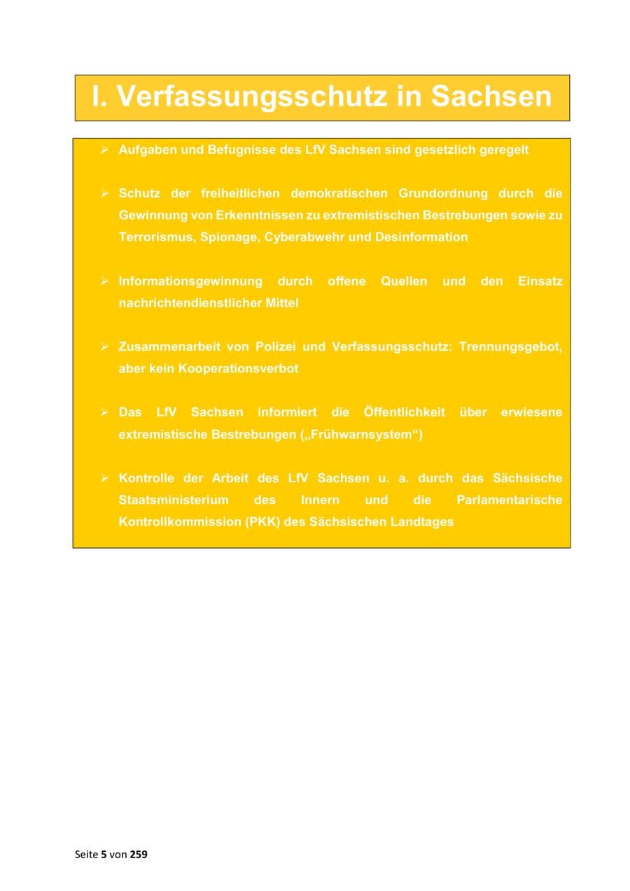 Seite 5 des Verfassungsschutzbericht 2024 Sachsen