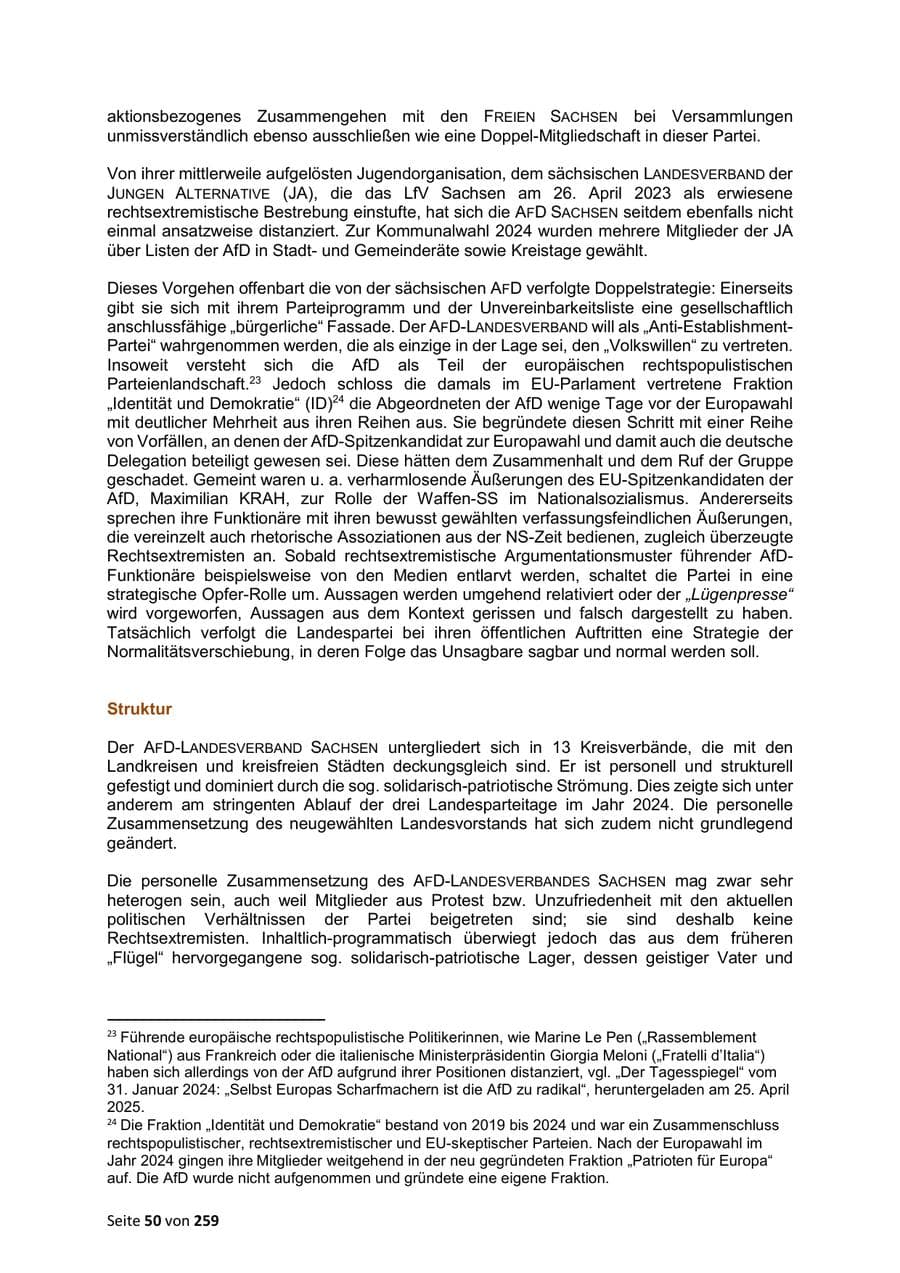 Seite 50 des Verfassungsschutzbericht 2024 Sachsen