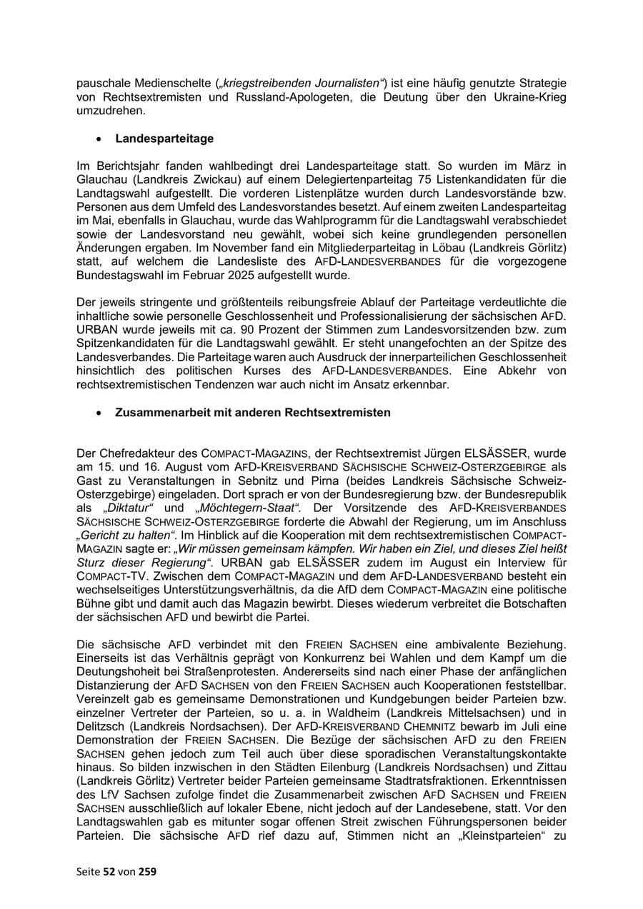 Seite 52 des Verfassungsschutzbericht 2024 Sachsen