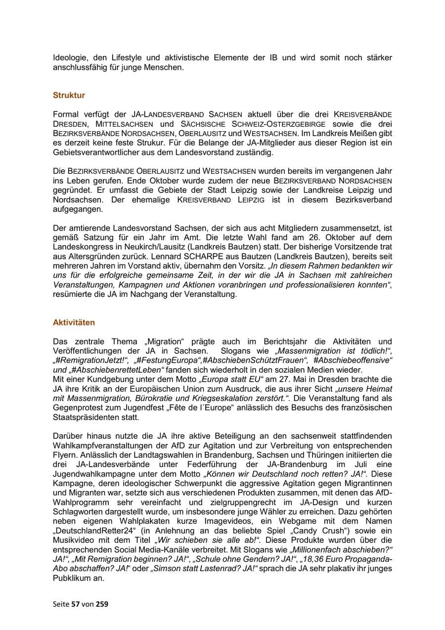Seite 57 des Verfassungsschutzbericht 2024 Sachsen