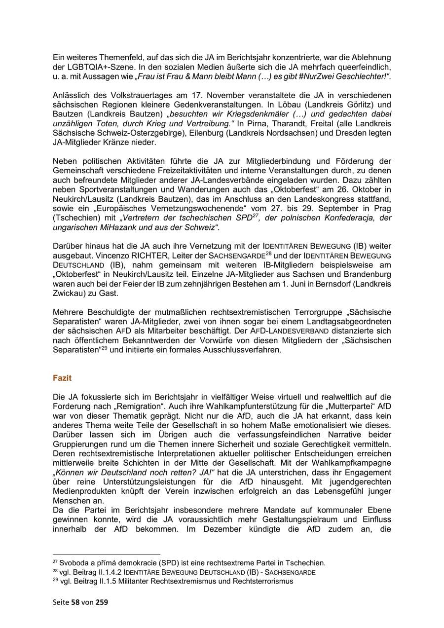Seite 58 des Verfassungsschutzbericht 2024 Sachsen