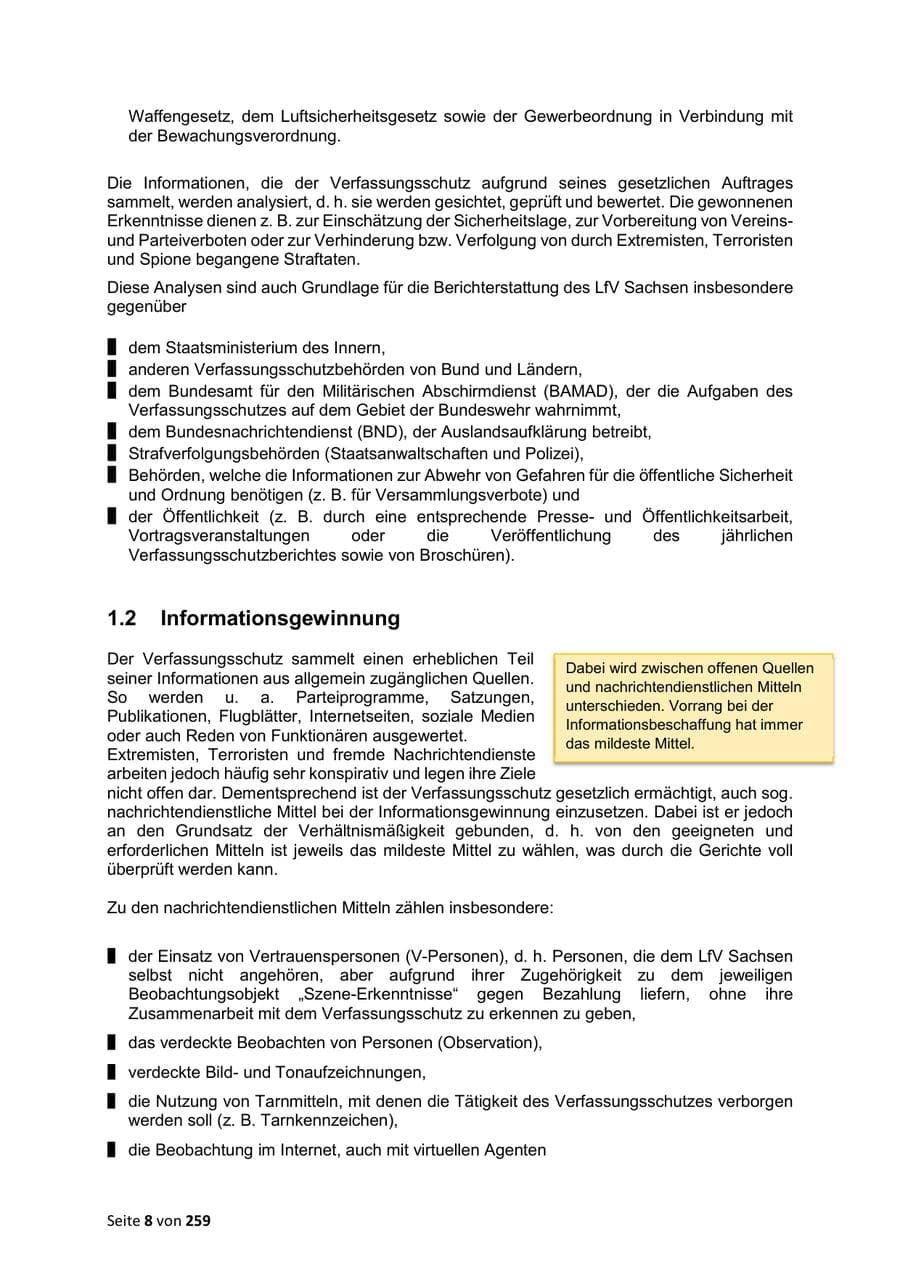 Seite 8 des Verfassungsschutzbericht 2024 Sachsen