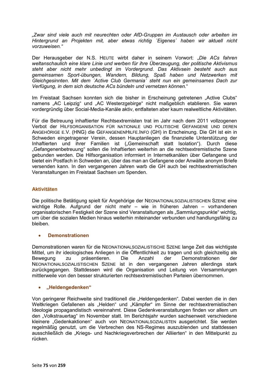 Seite 75 des Verfassungsschutzbericht 2024 Sachsen