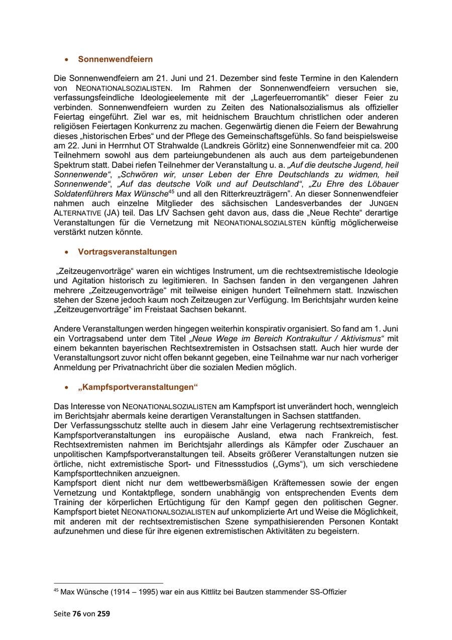 Seite 76 des Verfassungsschutzbericht 2024 Sachsen