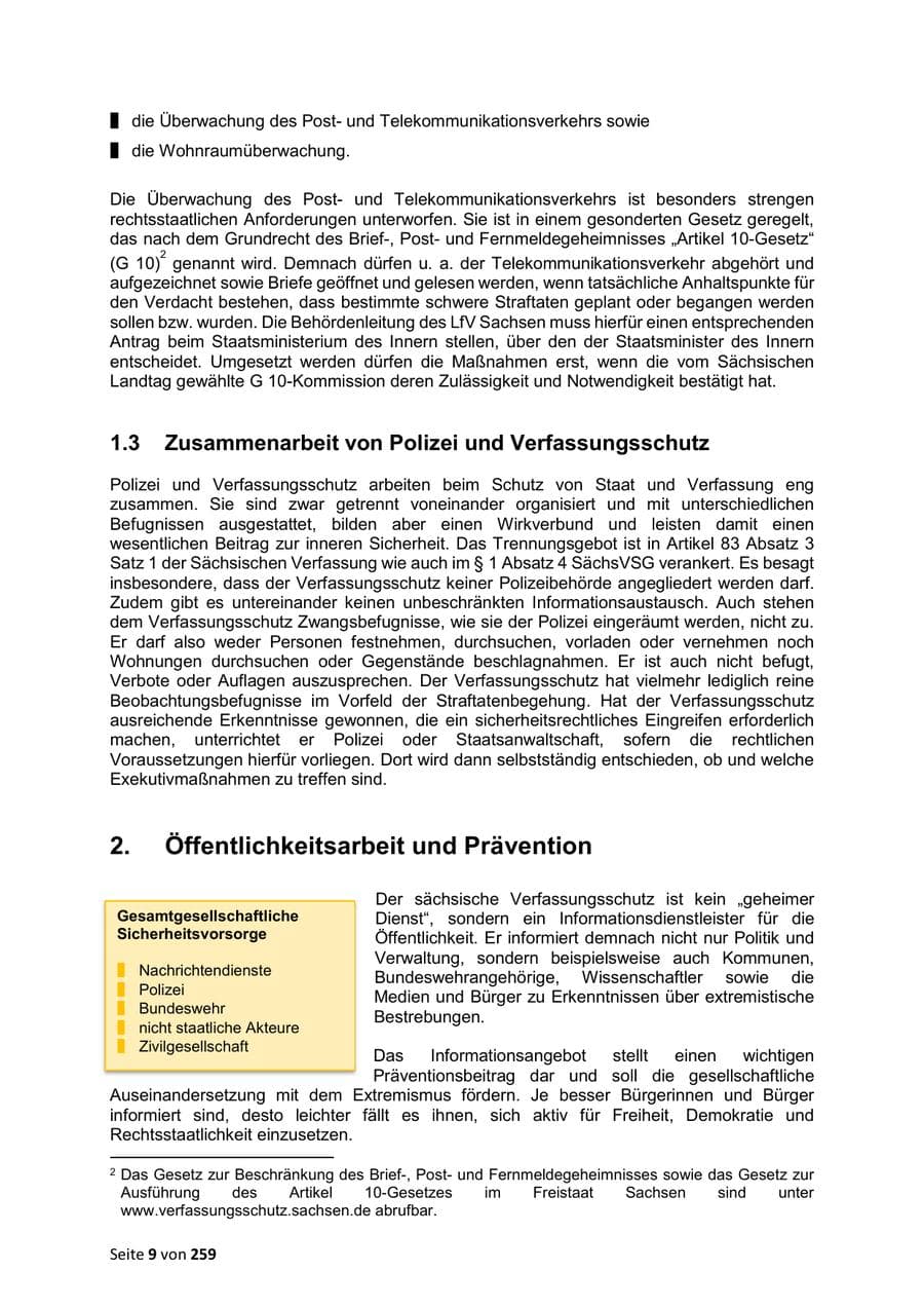 Seite 9 des Verfassungsschutzbericht 2024 Sachsen