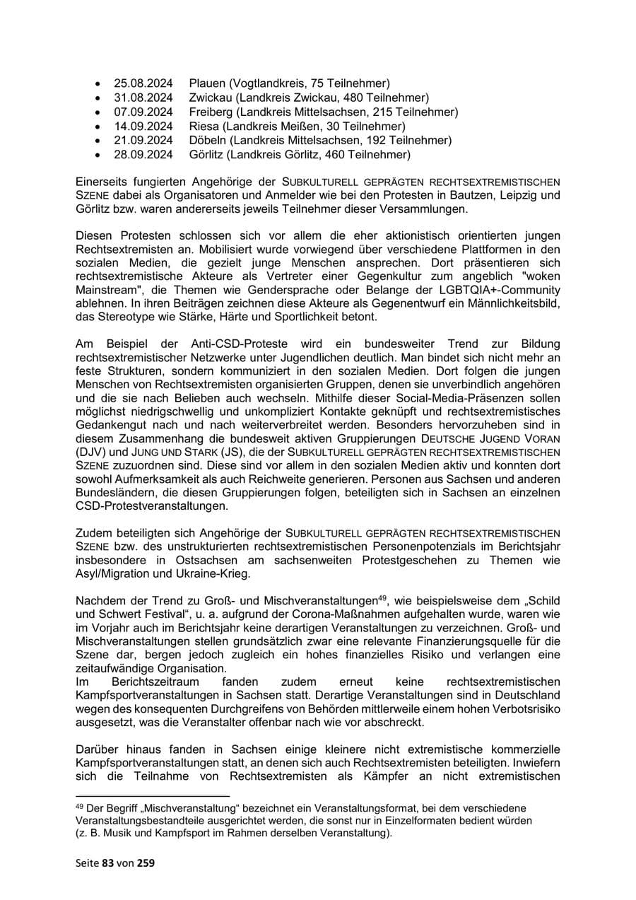 Seite 83 des Verfassungsschutzbericht 2024 Sachsen