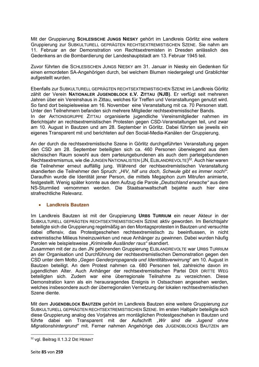 Seite 85 des Verfassungsschutzbericht 2024 Sachsen