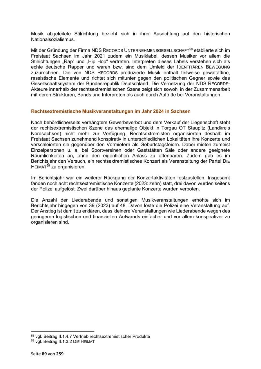 Seite 89 des Verfassungsschutzbericht 2024 Sachsen
