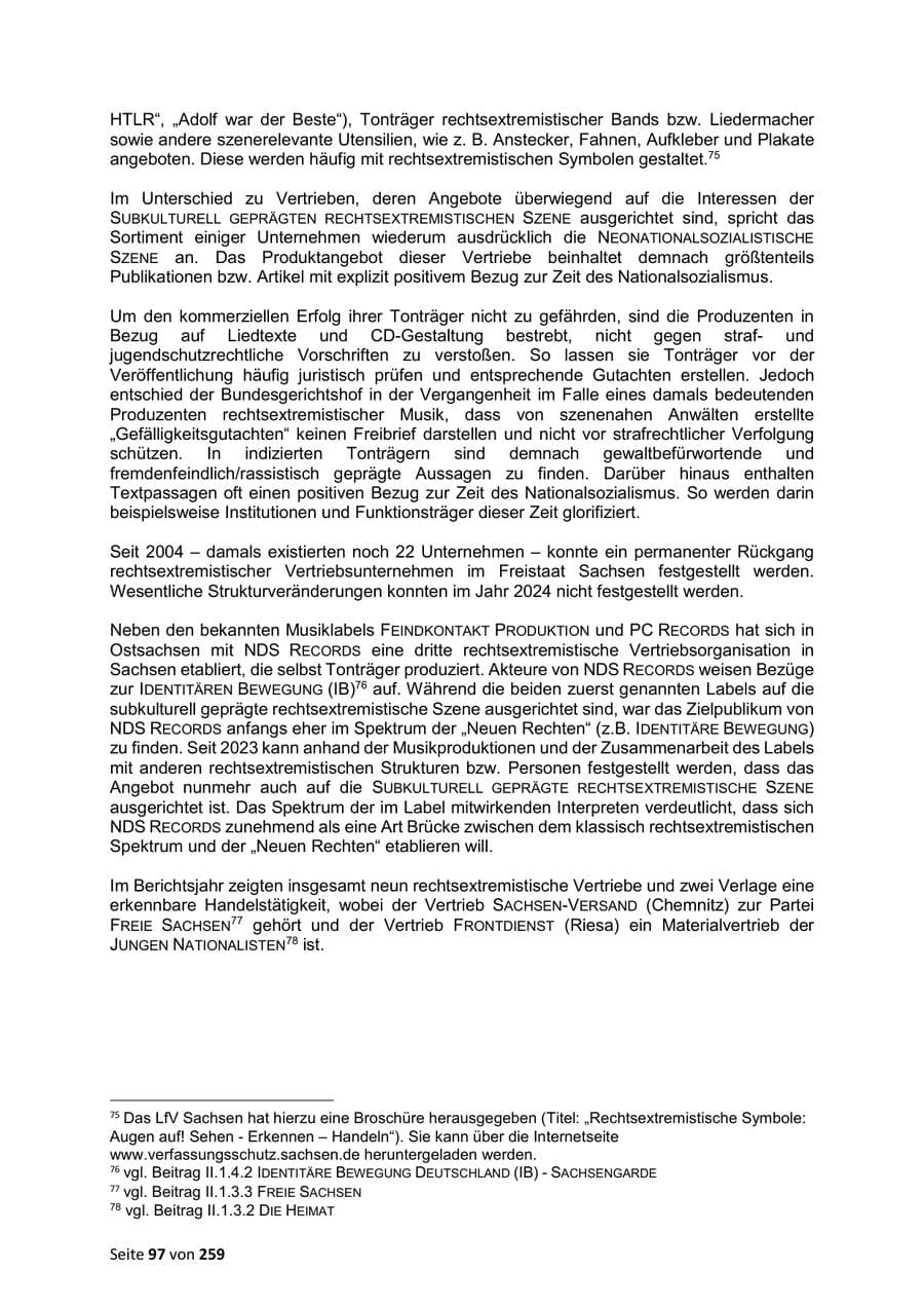 Seite 97 des Verfassungsschutzbericht 2024 Sachsen