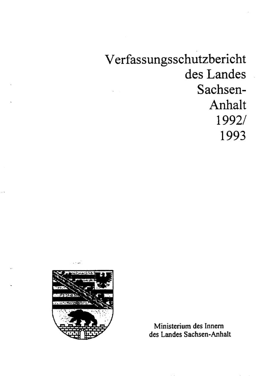 Seite 2 des Verfassungsschutzbericht 1992 Sachsen-Anhalt