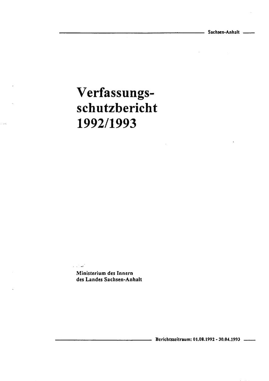 Seite 3 des Verfassungsschutzbericht 1992 Sachsen-Anhalt