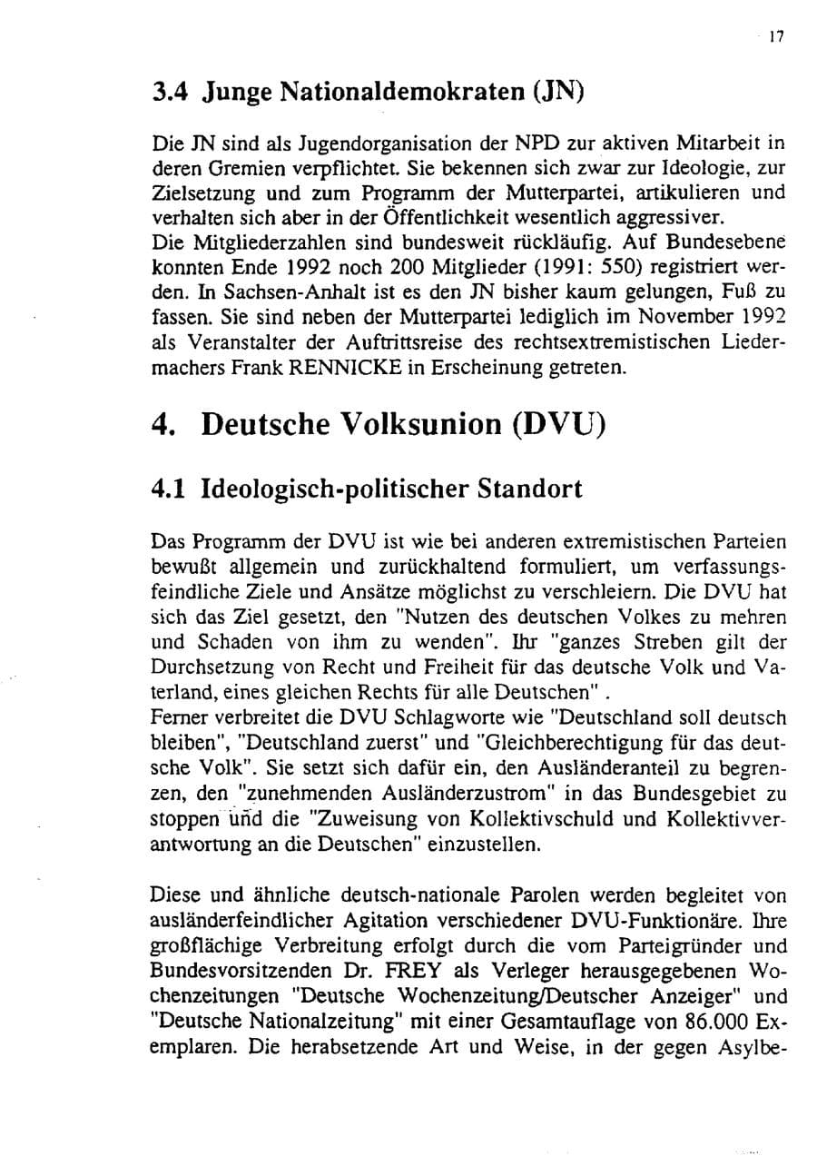 Seite 28 des Verfassungsschutzbericht 1992 Sachsen-Anhalt