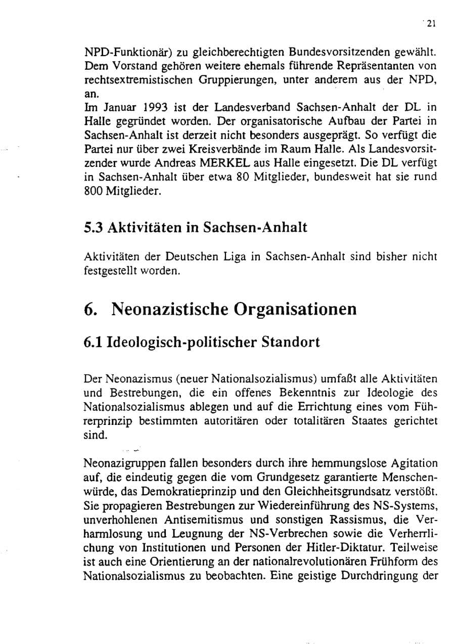 Seite 32 des Verfassungsschutzbericht 1992 Sachsen-Anhalt