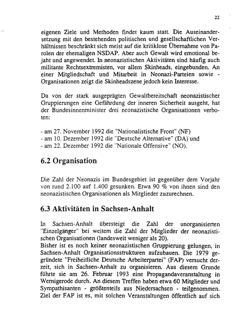 Seite 33 des Verfassungsschutzbericht 1992 Sachsen-Anhalt