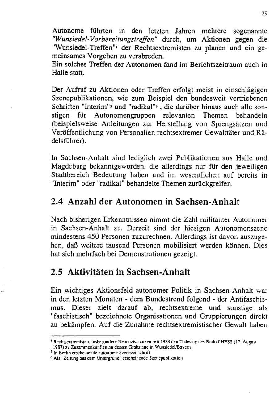 Seite 40 des Verfassungsschutzbericht 1992 Sachsen-Anhalt