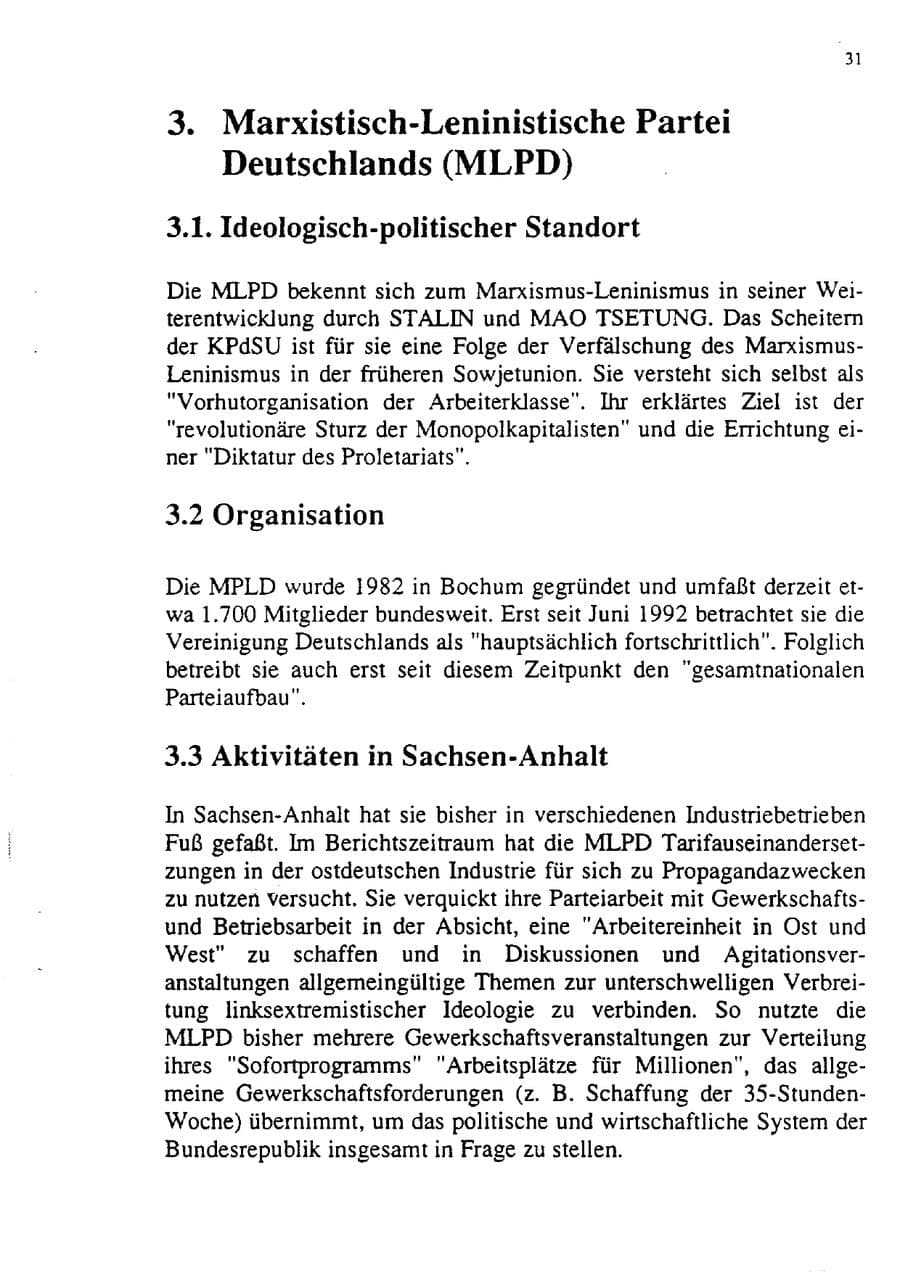 Seite 42 des Verfassungsschutzbericht 1992 Sachsen-Anhalt
