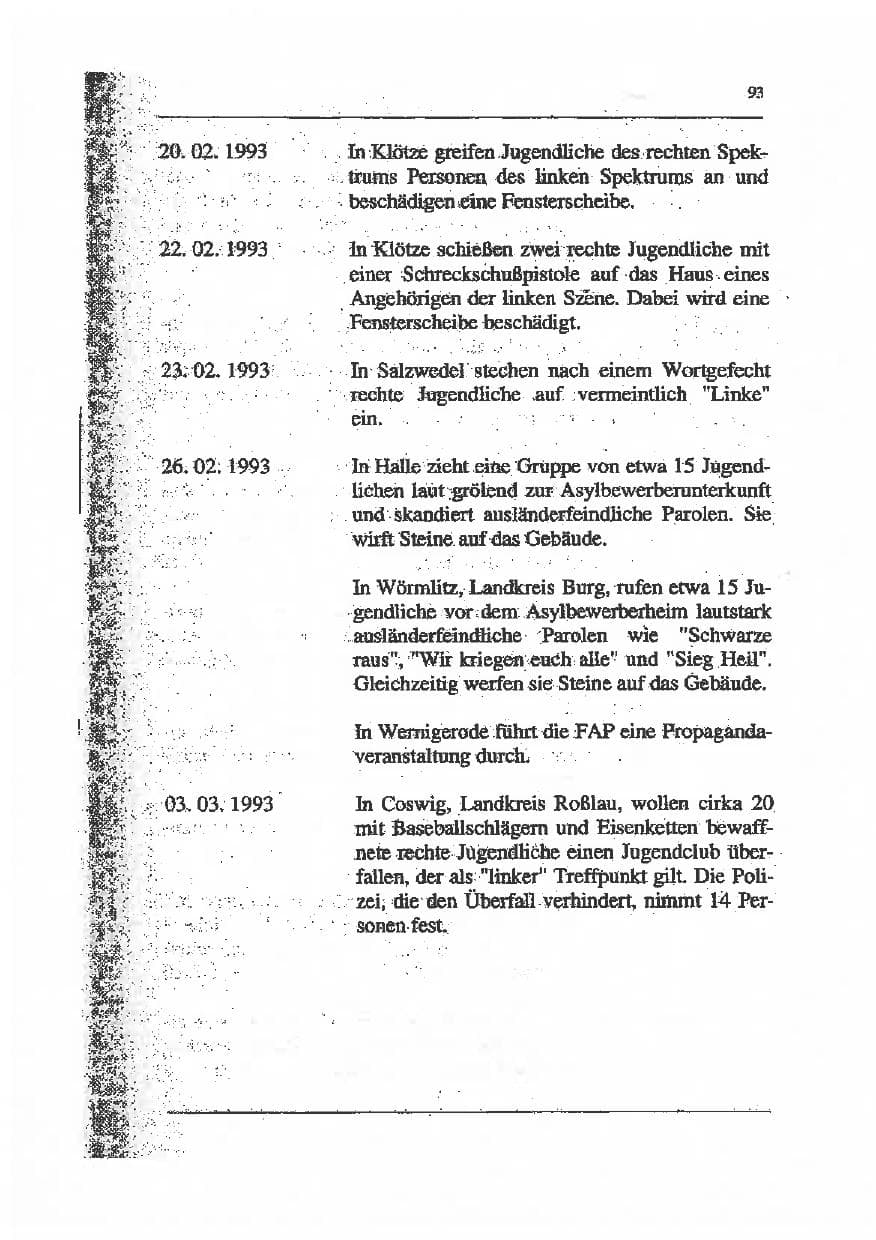 Seite 107 des Verfassungsschutzbericht 1993 Sachsen-Anhalt
