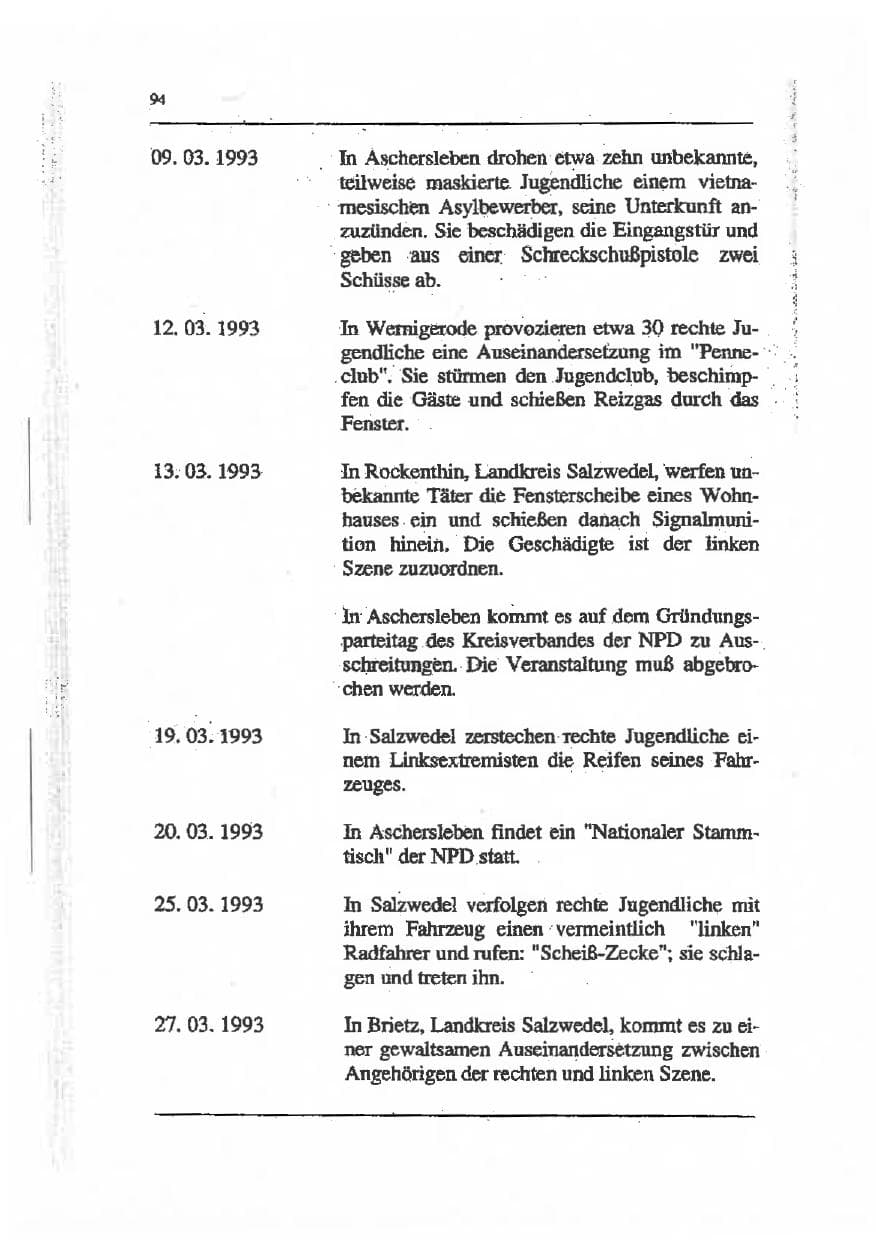 Seite 108 des Verfassungsschutzbericht 1993 Sachsen-Anhalt