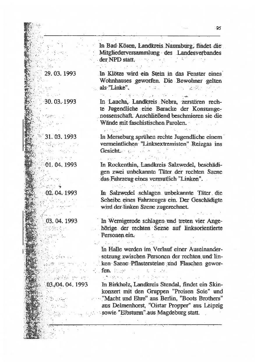 Seite 109 des Verfassungsschutzbericht 1993 Sachsen-Anhalt