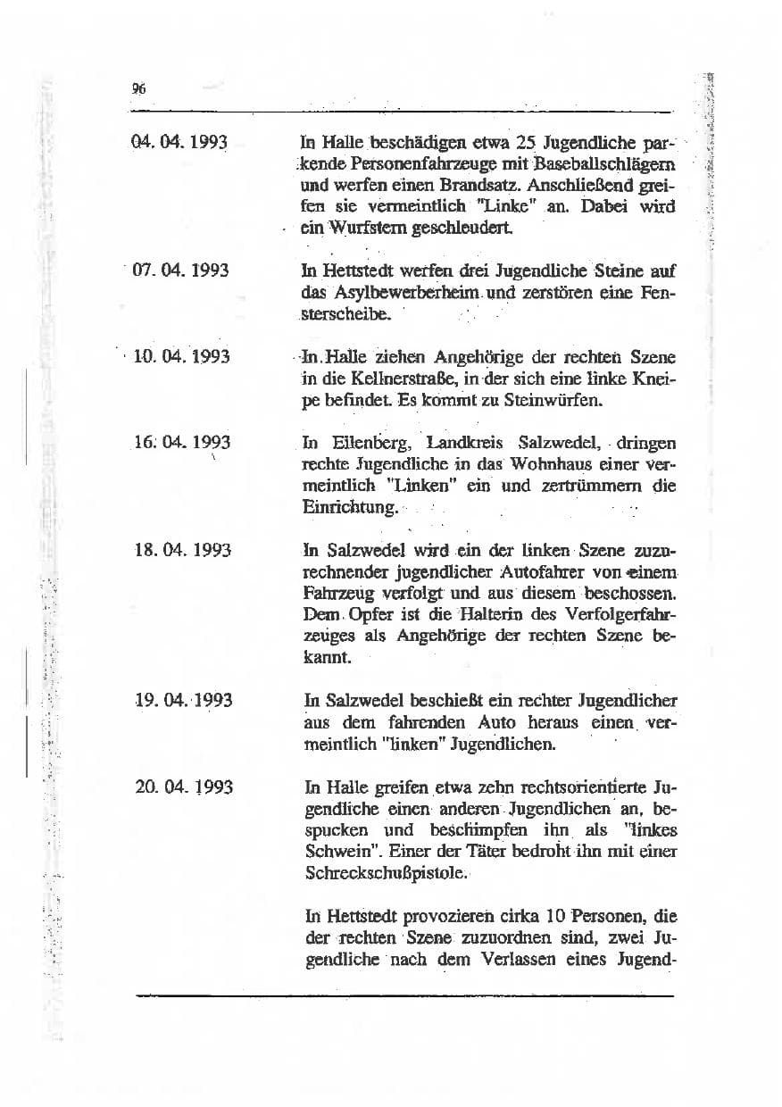Seite 110 des Verfassungsschutzbericht 1993 Sachsen-Anhalt