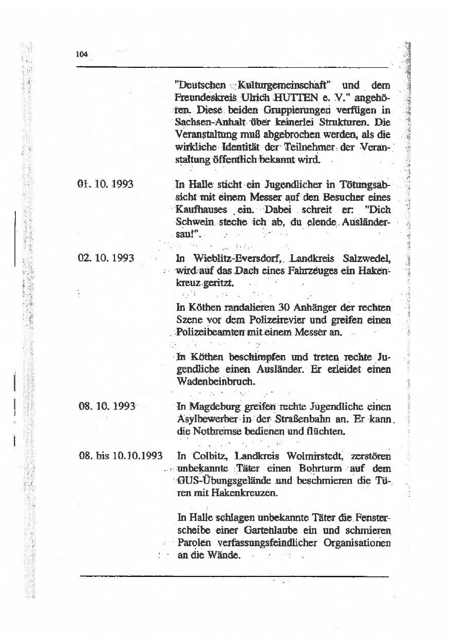 Seite 118 des Verfassungsschutzbericht 1993 Sachsen-Anhalt