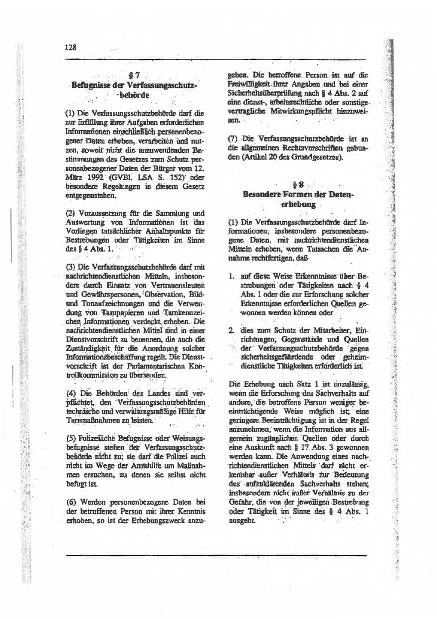 Seite 142 des Verfassungsschutzbericht 1993 Sachsen-Anhalt
