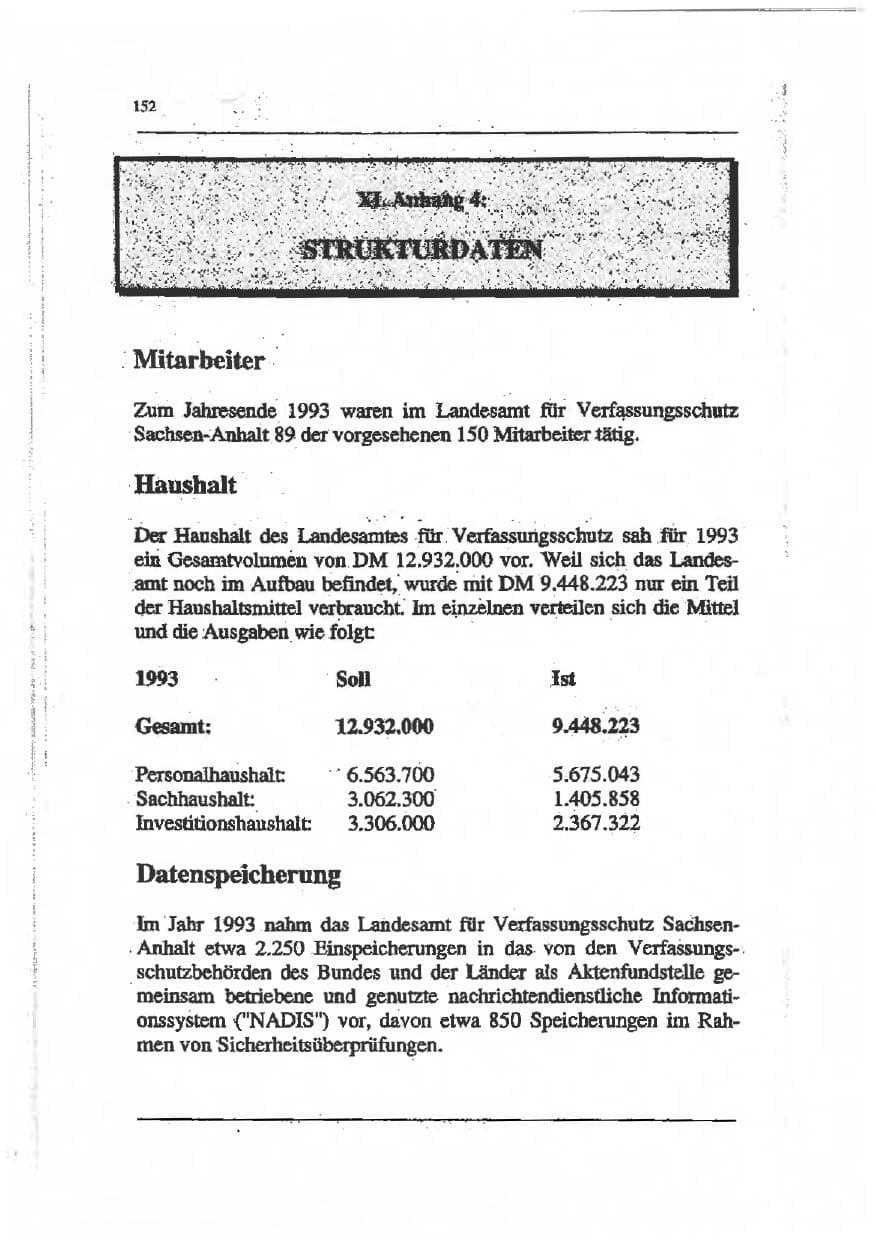 Seite 166 des Verfassungsschutzbericht 1993 Sachsen-Anhalt