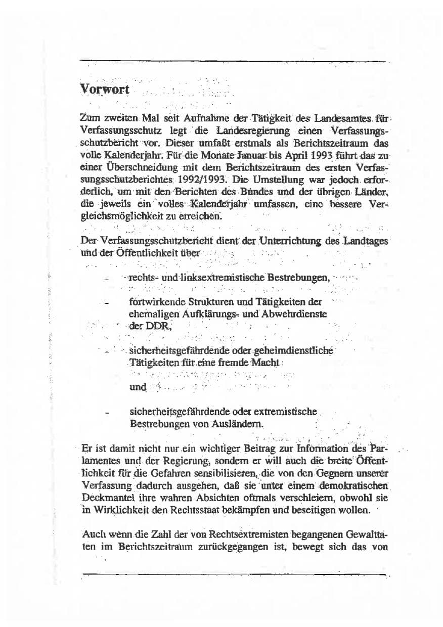 Seite 5 des Verfassungsschutzbericht 1993 Sachsen-Anhalt