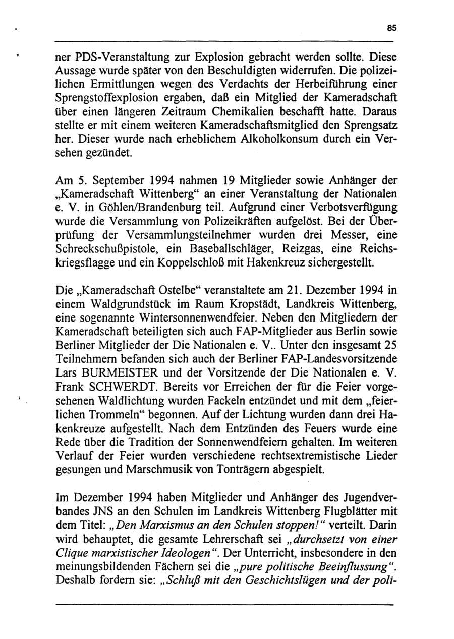 Seite 101 des Verfassungsschutzbericht 1994 Sachsen-Anhalt