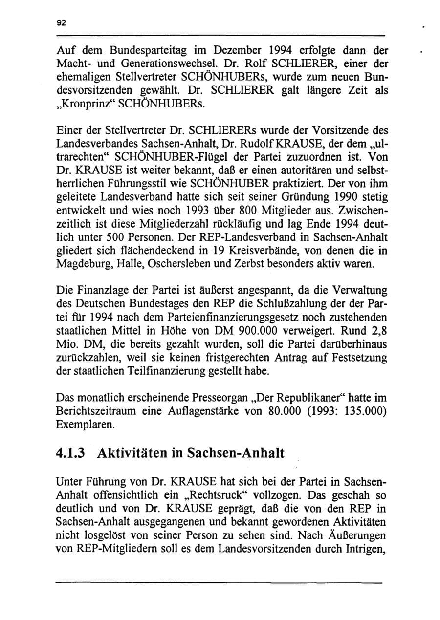 Seite 108 des Verfassungsschutzbericht 1994 Sachsen-Anhalt