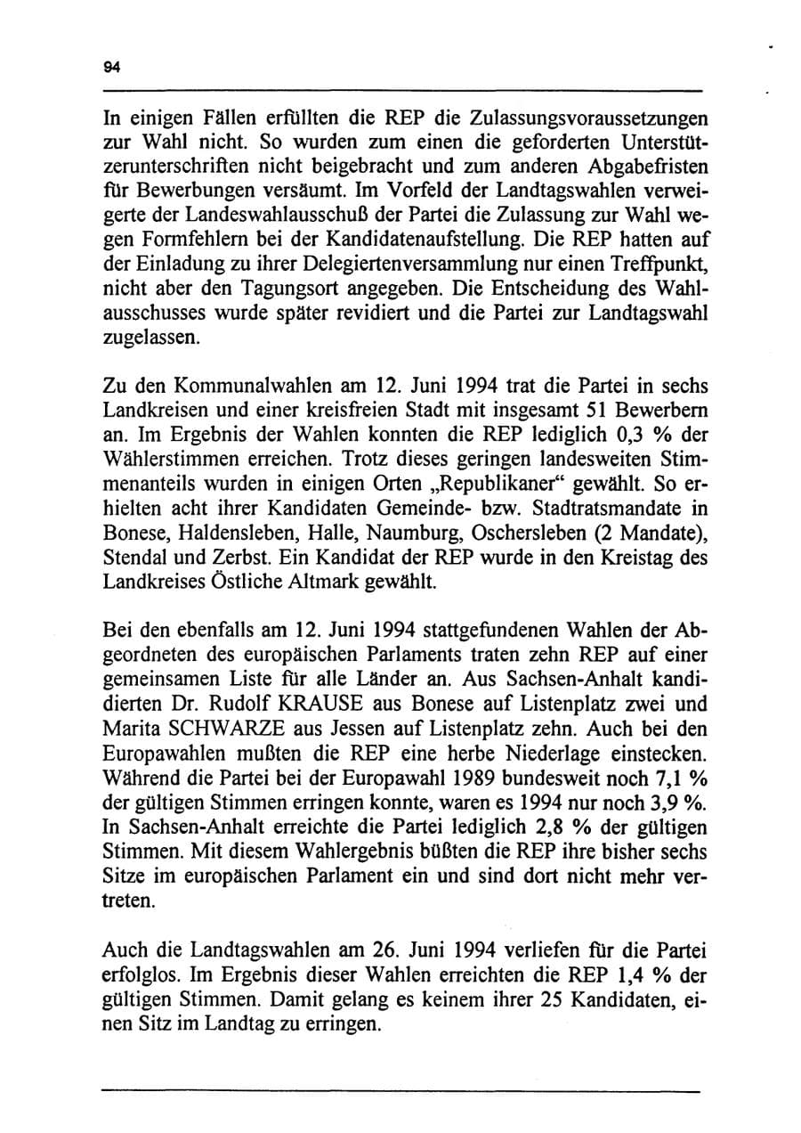 Seite 110 des Verfassungsschutzbericht 1994 Sachsen-Anhalt