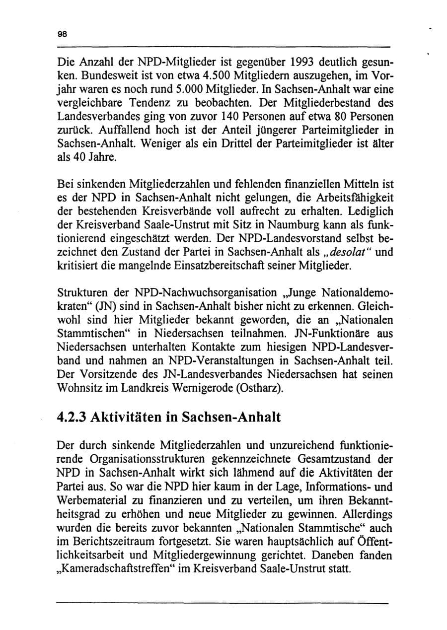 Seite 114 des Verfassungsschutzbericht 1994 Sachsen-Anhalt