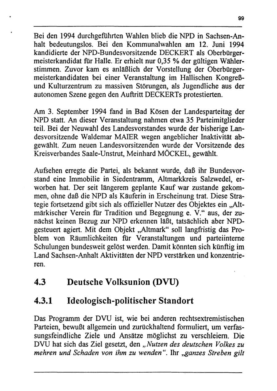 Seite 115 des Verfassungsschutzbericht 1994 Sachsen-Anhalt