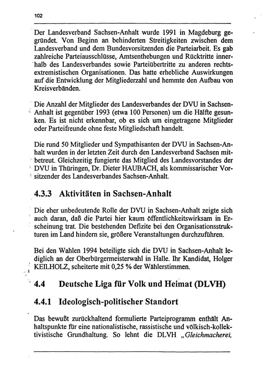 Seite 118 des Verfassungsschutzbericht 1994 Sachsen-Anhalt