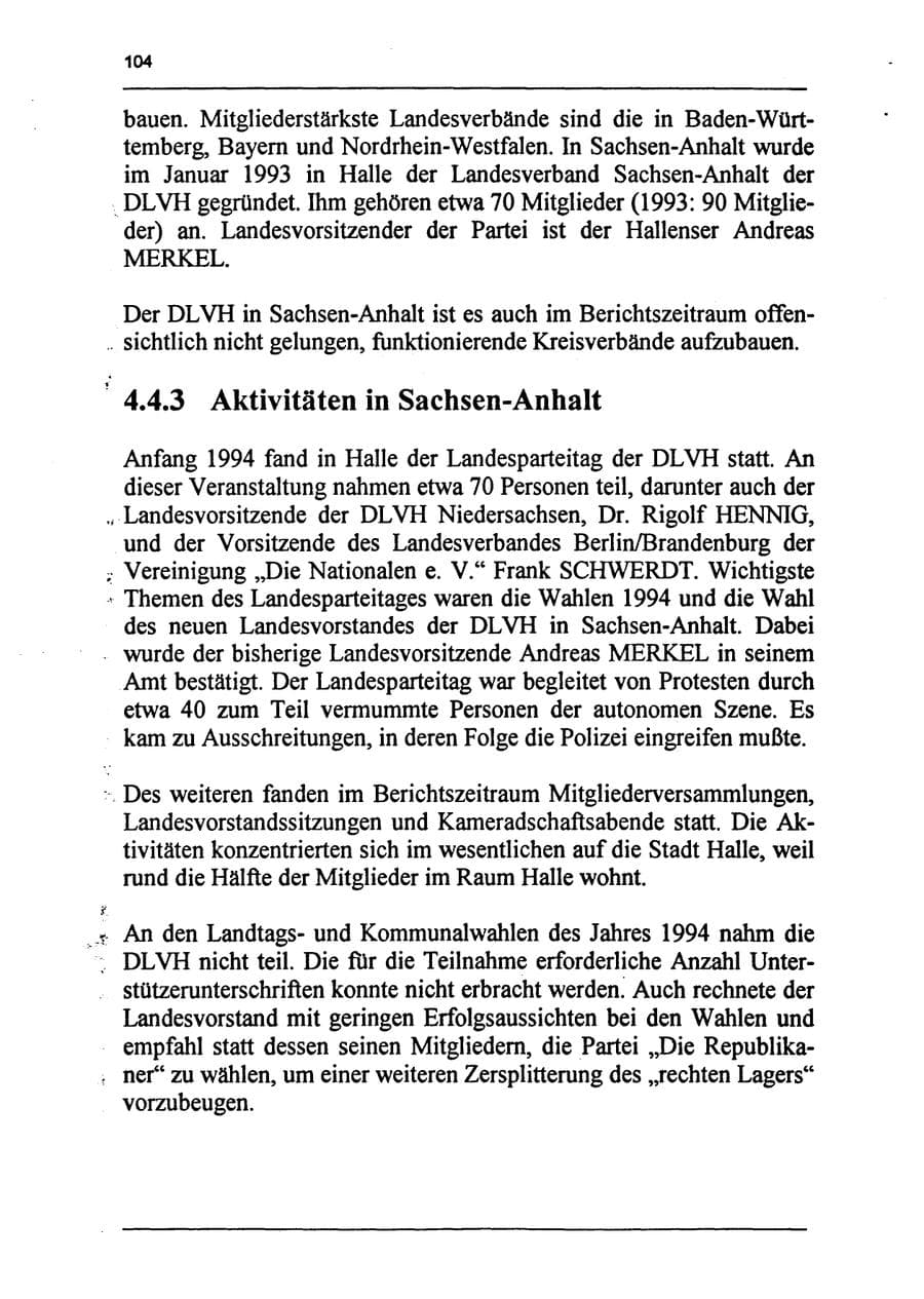 Seite 120 des Verfassungsschutzbericht 1994 Sachsen-Anhalt