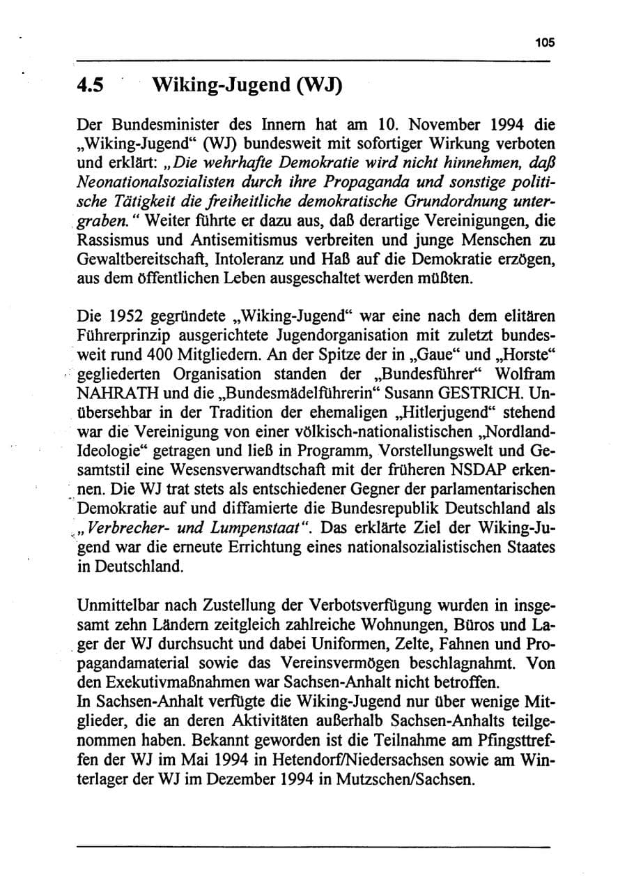 Seite 121 des Verfassungsschutzbericht 1994 Sachsen-Anhalt