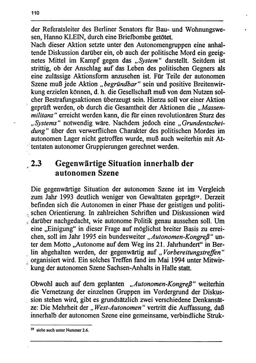 Seite 126 des Verfassungsschutzbericht 1994 Sachsen-Anhalt
